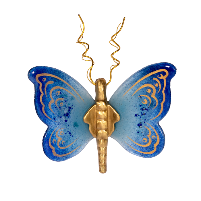Πεταλούδα γυάλινη 15χ17 Ίριδα γαλάζιο