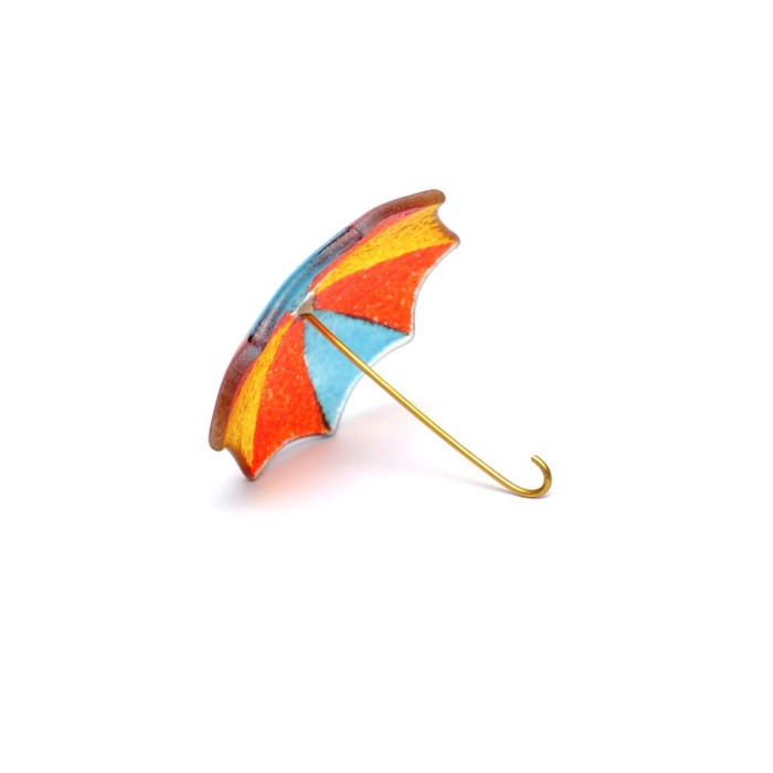 Ομπρέλα γυάλινη χειροποίητη ''Καλλίστη'' κόκκινο-κίτρινο-σιέλ 8εκ.