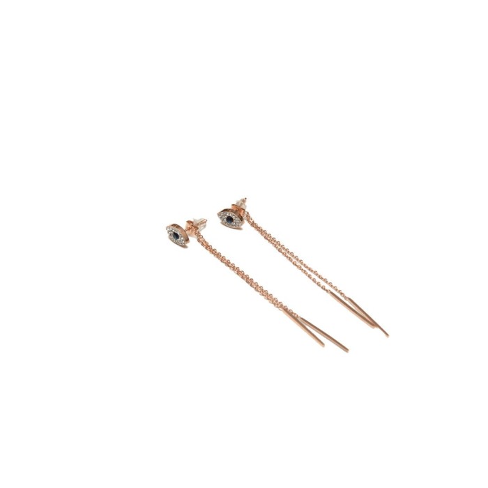 Σκουλαρίκια ατσάλινα ''Καλλίστη'' κρεμαστή αλυσίδα με στοιχείο μάτι 5χ10mm ροζ χρυσό