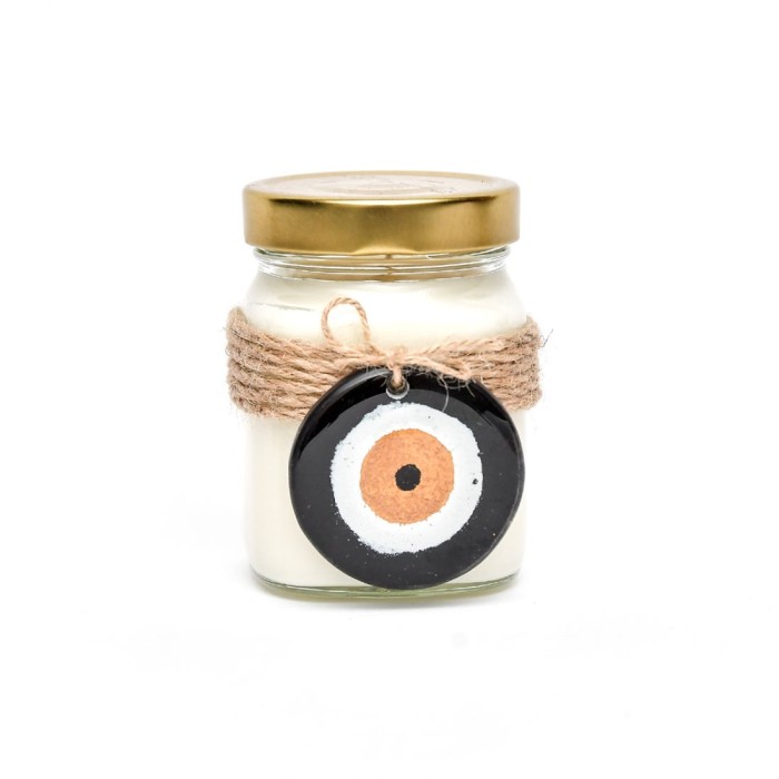 Φυτικό αρωματικό κερί σόγιας ''Καλλίστη'' με μάτι μαύρο 370ml ''Μελομακάρονο'' 10,5x7,5