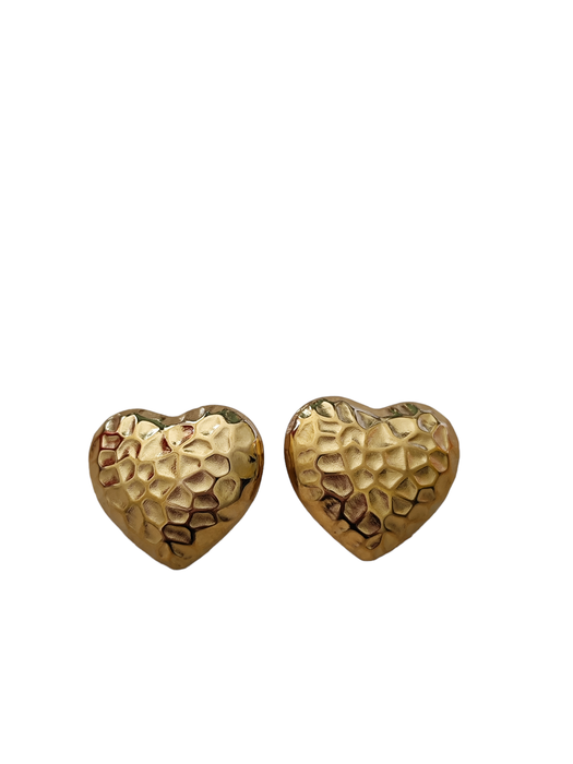 Σκουλαρίκια ατσάλινα καρδιά σφυρήλατα σε χρυσό ''Καλλίστη''