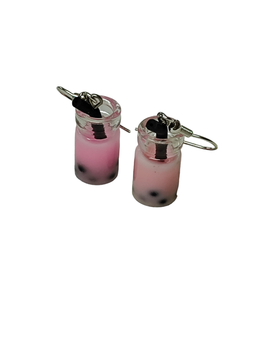 Σκουλαρίκια ατσάλινα γάντζος με ποτηράκι ροζ 25mm ''Καλλίστη''